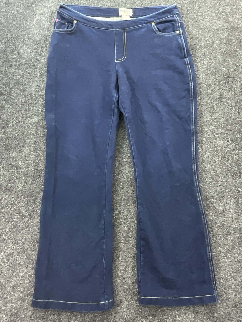 PajamaJeans Womens Bootcut Stretch Pull On Dark Blue Denim Jeans Size M 31x27